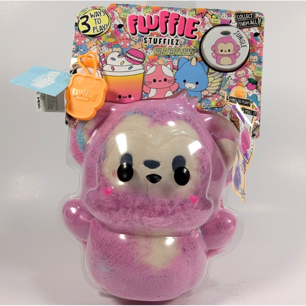 Fluffie Stuffiez Jungle Monkey Pink Collectible Plush 3 Ways to Play by MGA